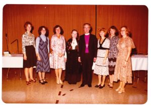 Reception following the 100th Anniversary service, 1978, Icelandic Bishop Sigurbjorn Einarsson and Mrs. Einarsson in centre 
